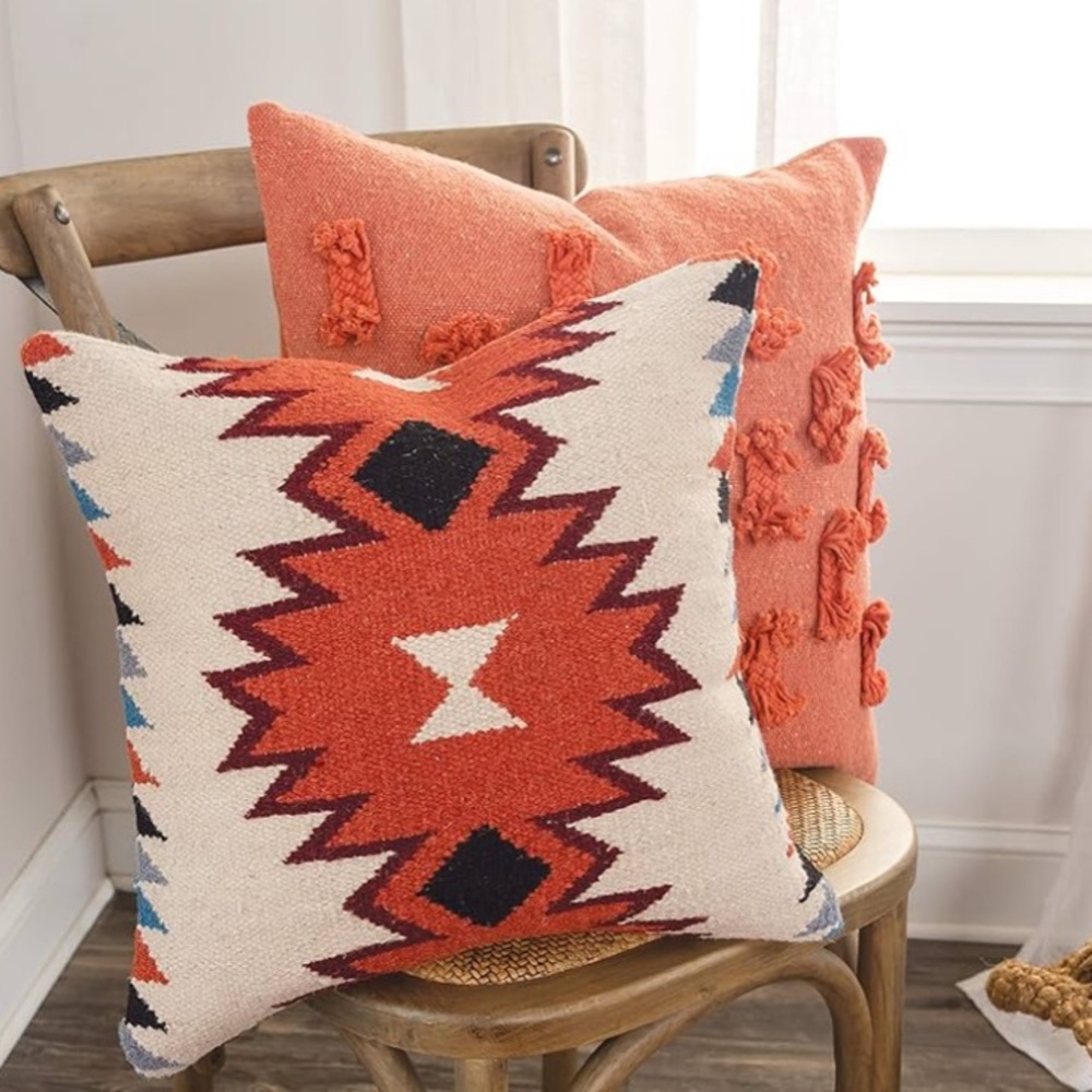 Saro Lifestyle Exquisite Handwoven Kilim Pillow Cover, Multicolored, 18"x18"